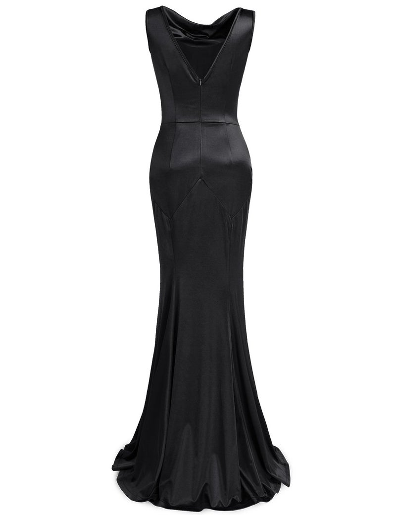 MUXXN Women's Sleeveless Floor Length Sheath Formal Vintage Cocktail Evening Long Maxi Dress Black L - Image 2